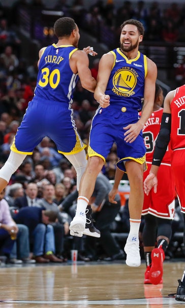Thompson hits NBA record 14 3s as Warriors top Bulls 149-124